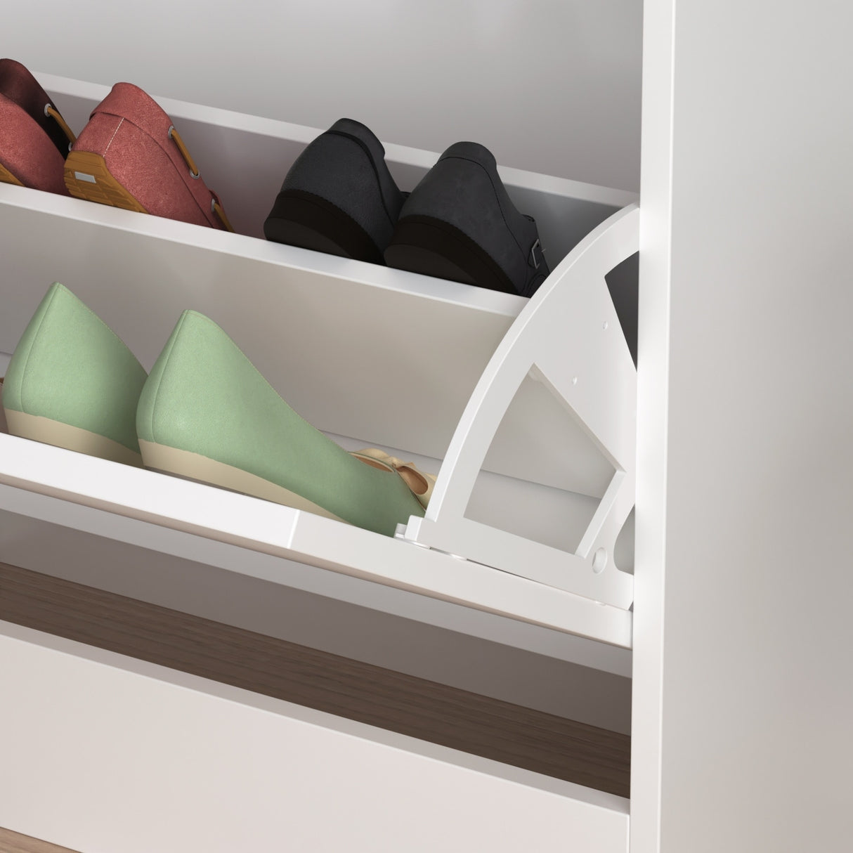 23.6"W Trendy Shoe Storage Cabinet with 2 Large Fold-Out Drawers