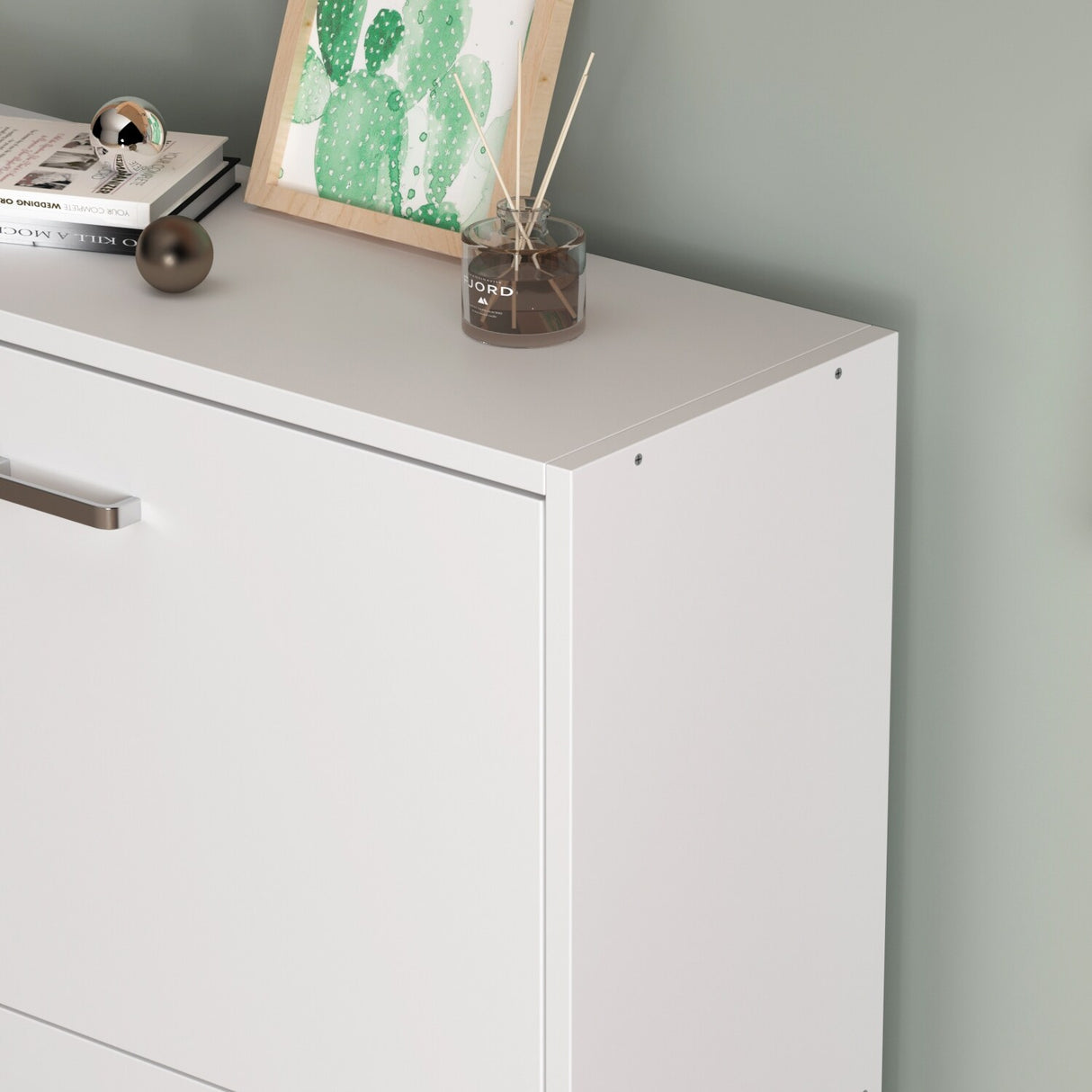 23.6"W Trendy Shoe Storage Cabinet with 2 Large Fold-Out Drawers