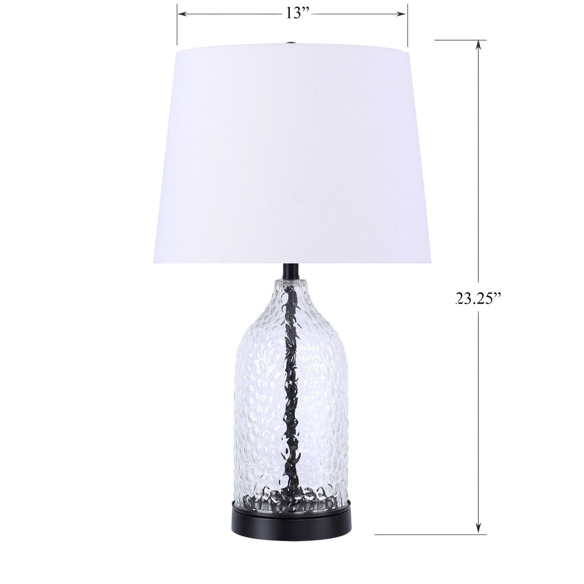 Dimpled Glass Metal Accent Linen Shade Table Lamp