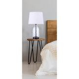 Dimpled Glass Metal Accent Linen Shade Table Lamp