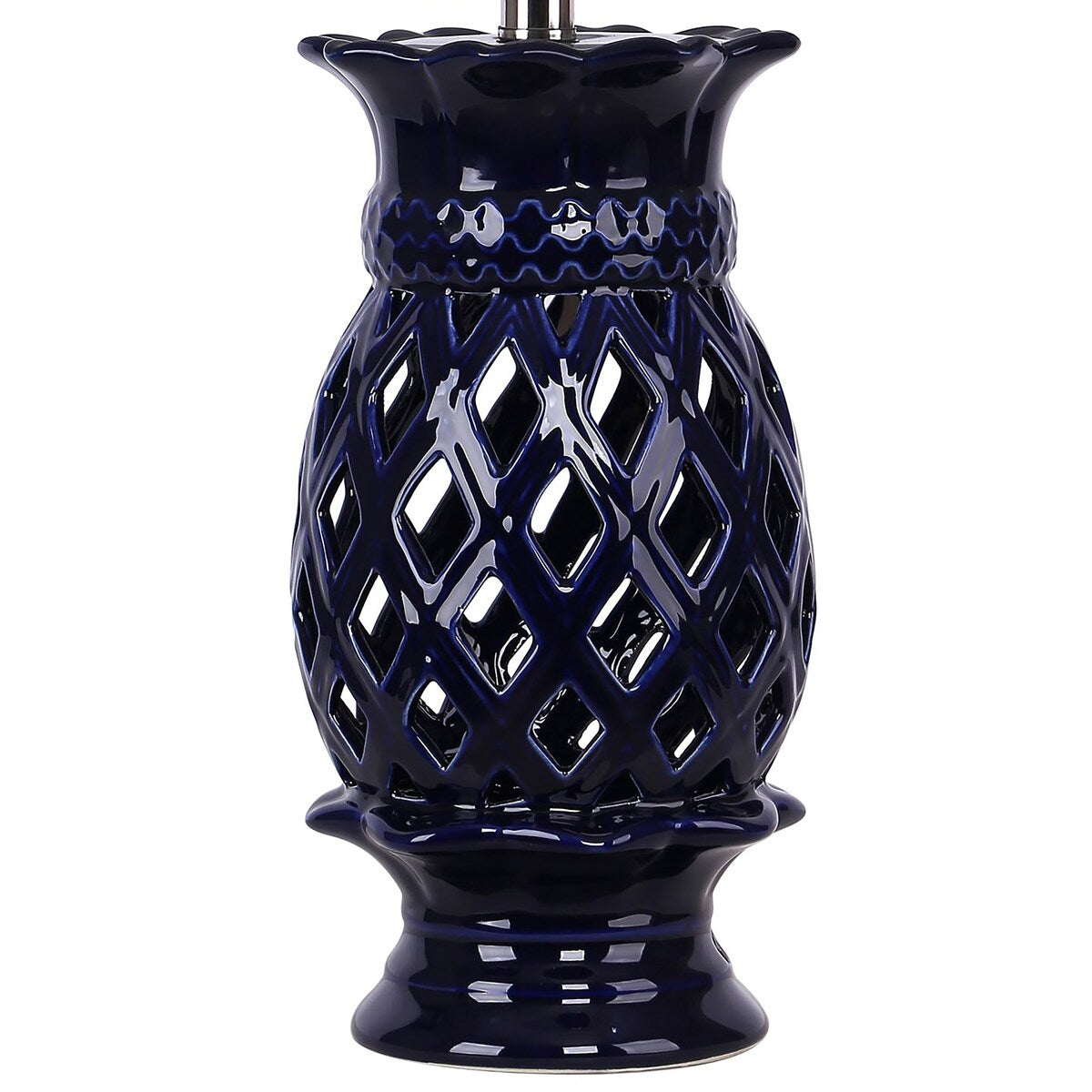 23" Mazarine Blue Ceramic Table Lamps w/ White Linen Shades (Set of 2)