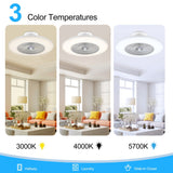 23" Modern White Enclosed Low Profile Smart LED Ceiling Fan Works with Alexa/Google/APP