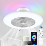 23" Modern White Enclosed Low Profile Smart LED Ceiling Fan Works with Alexa/Google/APP