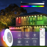 23" Modern White Enclosed Low Profile Smart LED Ceiling Fan Works with Alexa/Google/APP