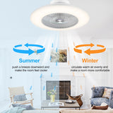23" Modern White Enclosed Low Profile Smart LED Ceiling Fan Works with Alexa/Google/APP