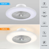 23" Modern White Enclosed Low Profile Smart LED Ceiling Fan Works with Alexa/Google/APP