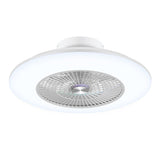23" Modern White Enclosed Low Profile Smart LED Ceiling Fan Works with Alexa/Google/APP