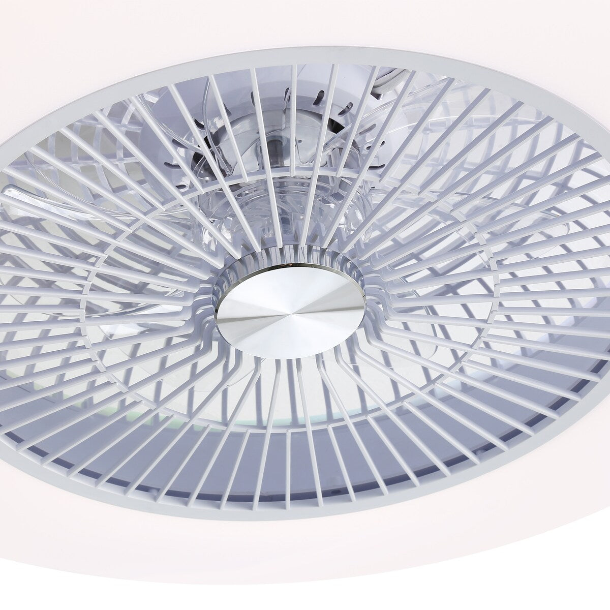 23" Modern White Enclosed Low Profile Smart LED Ceiling Fan Works with Alexa/Google/APP