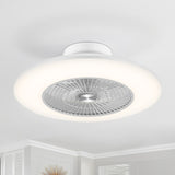 23" Modern White Enclosed Low Profile Smart LED Ceiling Fan Works with Alexa/Google/APP