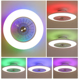 23" Modern White Enclosed Low Profile Smart LED Ceiling Fan Works with Alexa/Google/APP