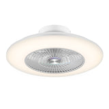 23" Modern White Enclosed Low Profile Smart LED Ceiling Fan Works with Alexa/Google/APP