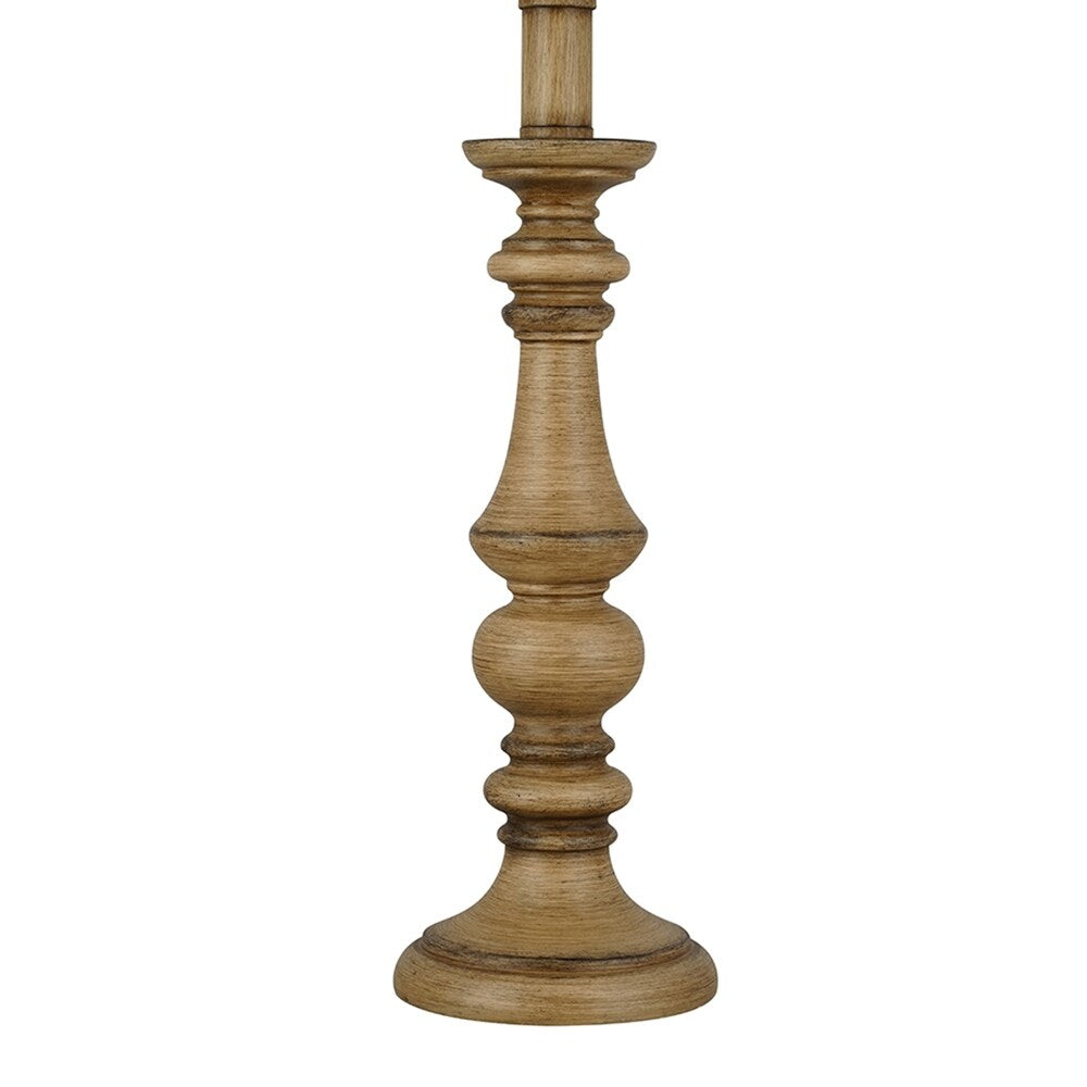 23" White Faux Wood Table Lamp with LED Light Bulb - 10x10x23