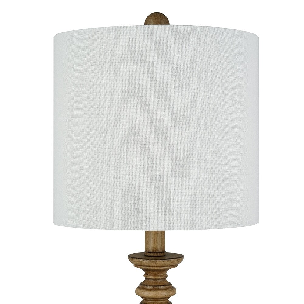 23" White Faux Wood Table Lamp with LED Light Bulb - 10x10x23