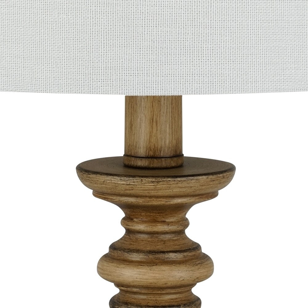 23" White Faux Wood Table Lamp with LED Light Bulb - 10x10x23