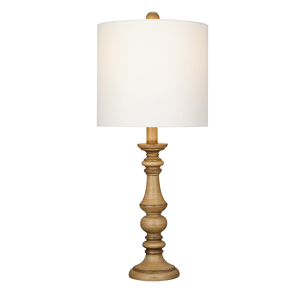 23" White Faux Wood Table Lamp with LED Light Bulb - 10x10x23