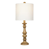 23" White Faux Wood Table Lamp with LED Light Bulb - 10x10x23