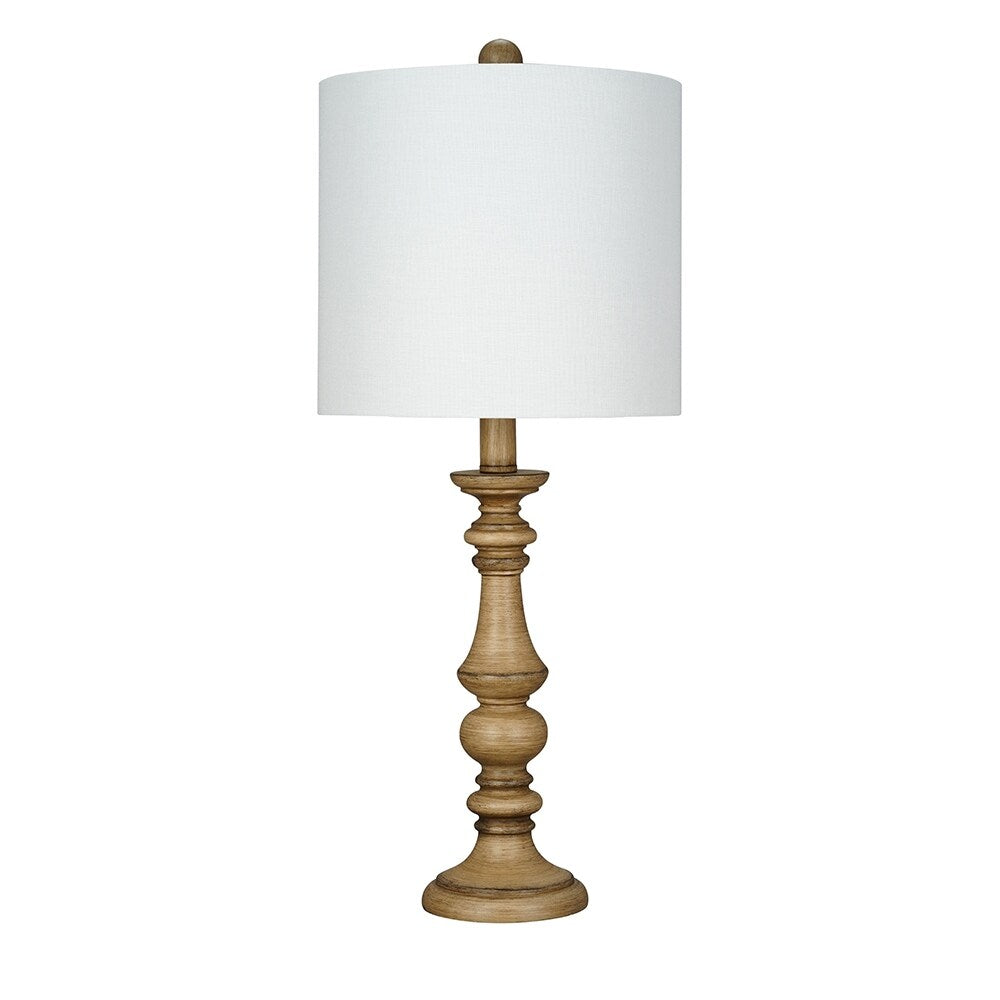 23" White Faux Wood Table Lamp with LED Light Bulb - 10x10x23