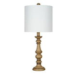 23" White Faux Wood Table Lamp with LED Light Bulb - 10x10x23