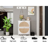 23"W 2 Door Shoe Cabinet,Natural rattan,double layer,suitable for living room,hallway 