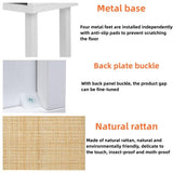 23"W 2 Door Shoe Cabinet,Natural rattan,double layer,suitable for living room,hallway 