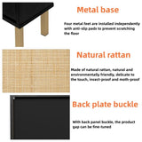 23"W 2 Door Shoe Cabinet,Natural rattan,double layer,suitable for living room,hallway 