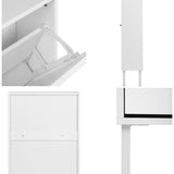 23"W 2 Door Shoe Cabinet,Natural rattan,double layer,suitable for living room,hallway 