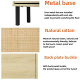 23"W 2 Door Shoe Cabinet,Natural rattan,double layer,suitable for living room,hallway 