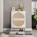 23"W 2 Door Shoe Cabinet,Natural rattan,double layer,suitable for living room,hallway 