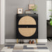 23"W 2 Door Shoe Cabinet,Natural rattan,double layer,suitable for living room,hallway 