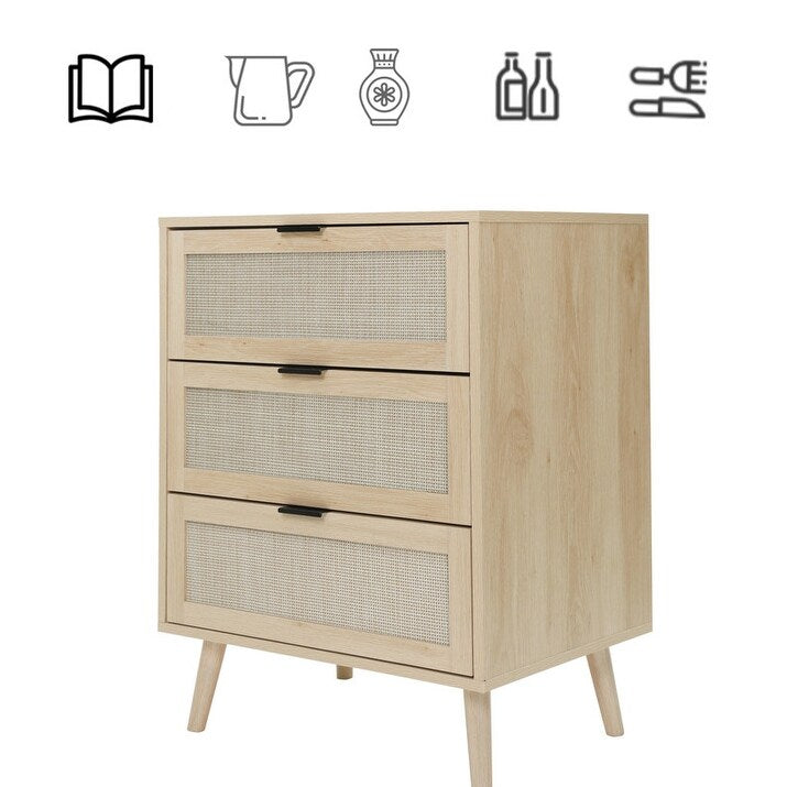 23"W 3 Drawer Cabinet, Storage Cabinet Suitable for Bedroom, Living Room, Study