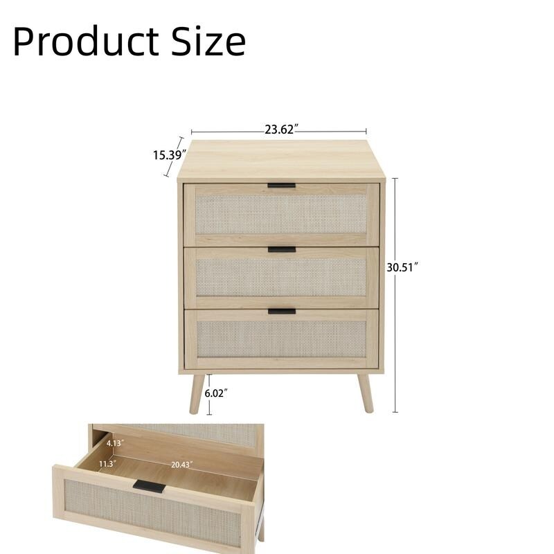 23"W 3 Drawer Cabinet, Storage Cabinet Suitable for Bedroom, Living Room, Study
