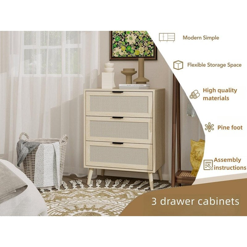 23"W 3 Drawer Cabinet, Storage Cabinet Suitable for Bedroom, Living Room, Study