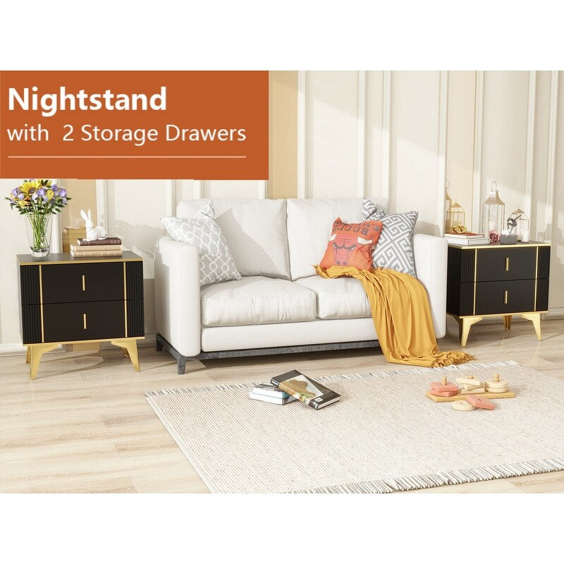 23"w Nightstand Bedside Tables, Modern Wood Side Table Small End Table,a Set Of Two Bedside Tables