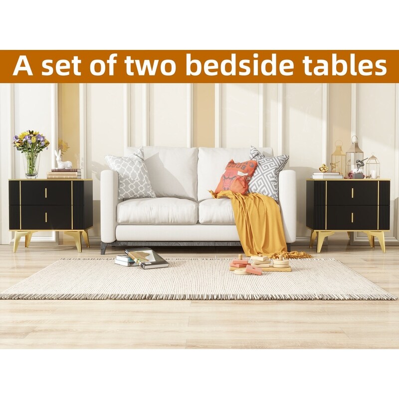 23"w Nightstand Bedside Tables, Modern Wood Side Table Small End Table,a Set Of Two Bedside Tables
