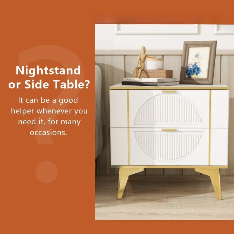 23"w Nightstand For Bedrooms, 2drawer bedside Cabinet,a Set Of Two Bedside Tables