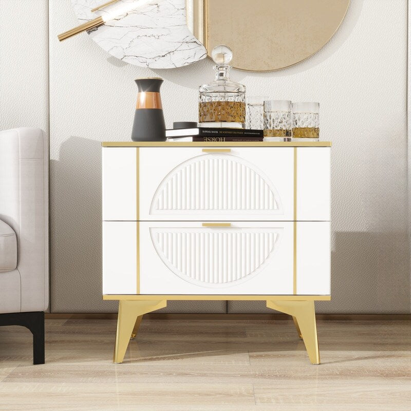 23"w Nightstand For Bedrooms, 2drawer bedside Cabinet,a Set Of Two Bedside Tables