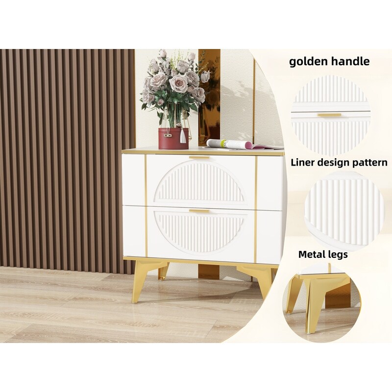 23"w Nightstand For Bedrooms, 2drawer bedside Cabinet,a Set Of Two Bedside Tables