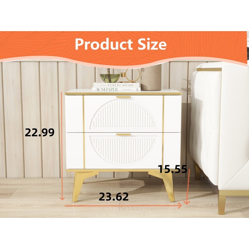 23"w Nightstand For Bedrooms, 2drawer bedside Cabinet,a Set Of Two Bedside Tables