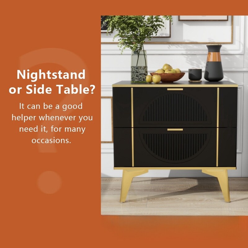 23"w Nightstand For Bedrooms, 2drawer bedside Cabinet,a Set Of Two Bedside Tables