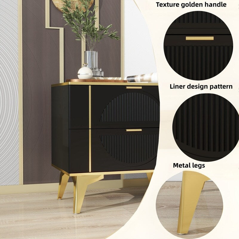 23"w Nightstand For Bedrooms, 2drawer bedside Cabinet,a Set Of Two Bedside Tables