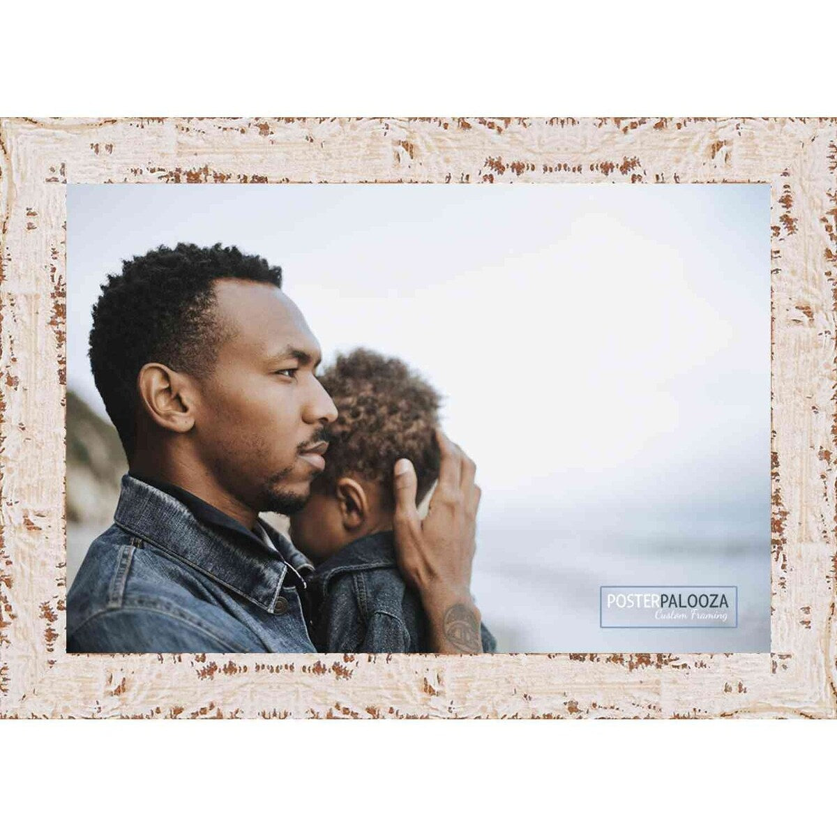23x17 Shabby Chic / Farmhouse White Wood Picture Frame - UV Acrylic, Foam Board Backing, & Hanging Hardware 17" x 23"