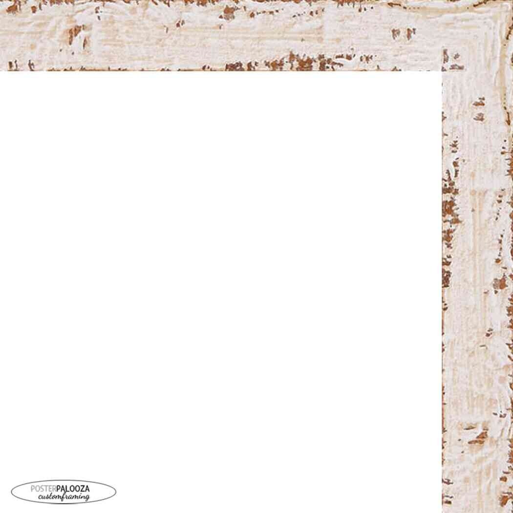23x17 Shabby Chic / Farmhouse White Wood Picture Frame - UV Acrylic, Foam Board Backing, & Hanging Hardware 17" x 23"