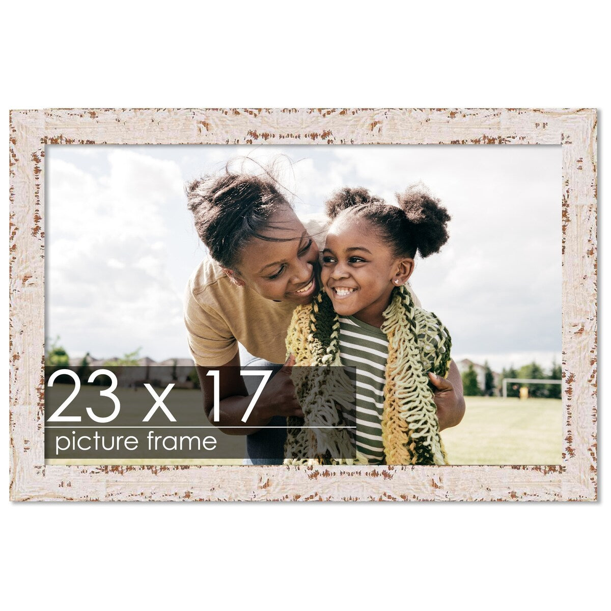 23x17 Shabby Chic / Farmhouse White Wood Picture Frame - UV Acrylic, Foam Board Backing, & Hanging Hardware 17" x 23"