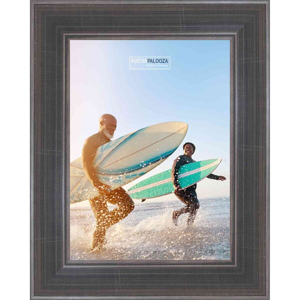 23x32 Contemporary Pewter Complete Wood Picture Frame with UV Acrylic, Foam Board Backing, & Hardware