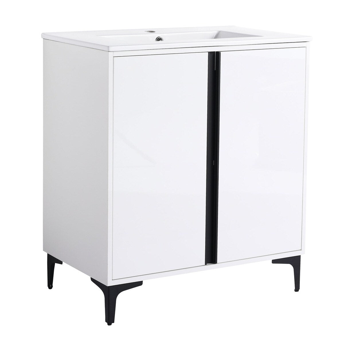 24/30 inch Freestanding Bathroom Vanity Set in White with Integrated Ceramic Sink