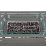 24/7 Shop at Home 43 Inch Rectangular Outdoor Patio 55,000 BTU Rattan Firepit Table with Glass Wind Guard