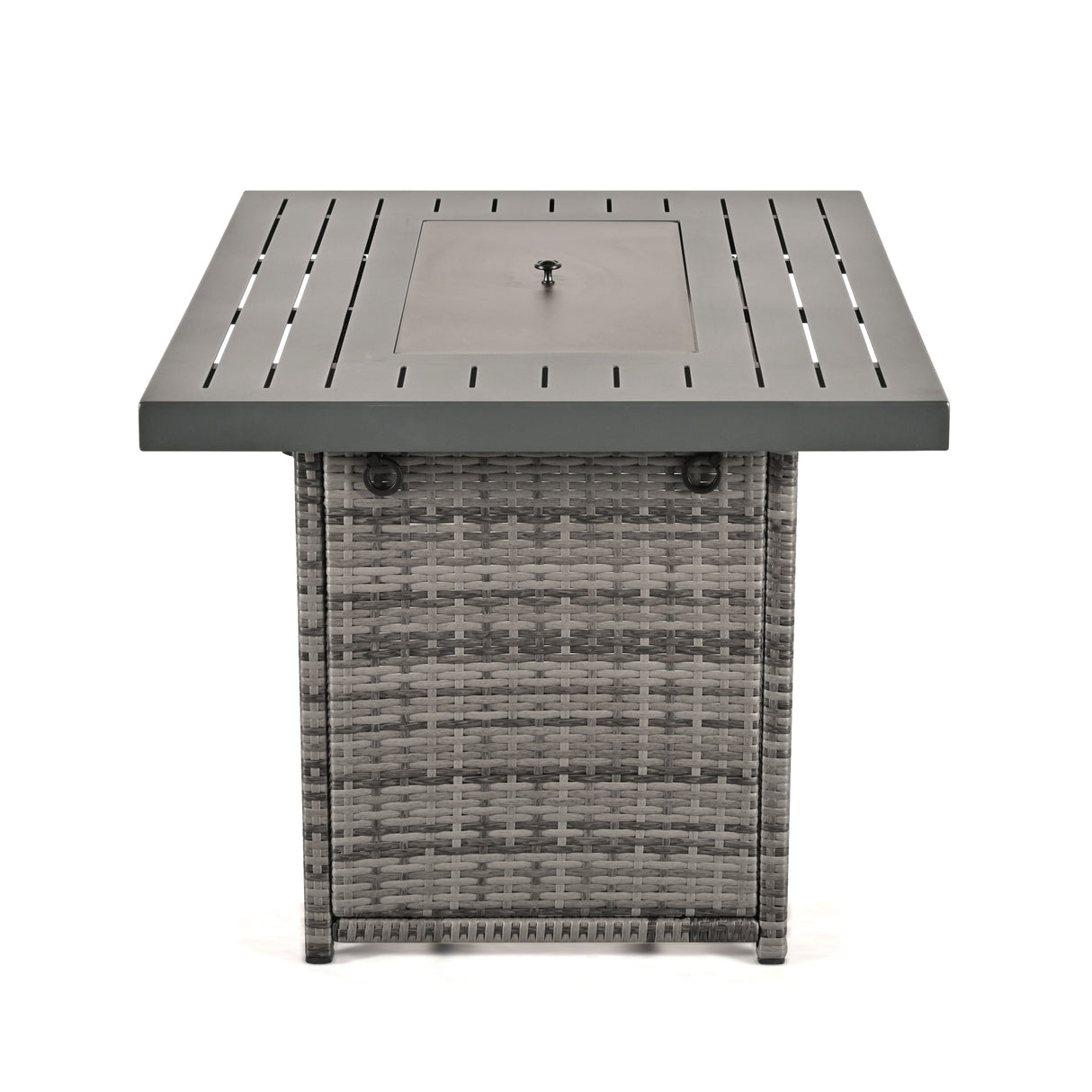 24/7 Shop at Home 43 Inch Rectangular Outdoor Patio 55,000 BTU Rattan Firepit Table with Glass Wind Guard