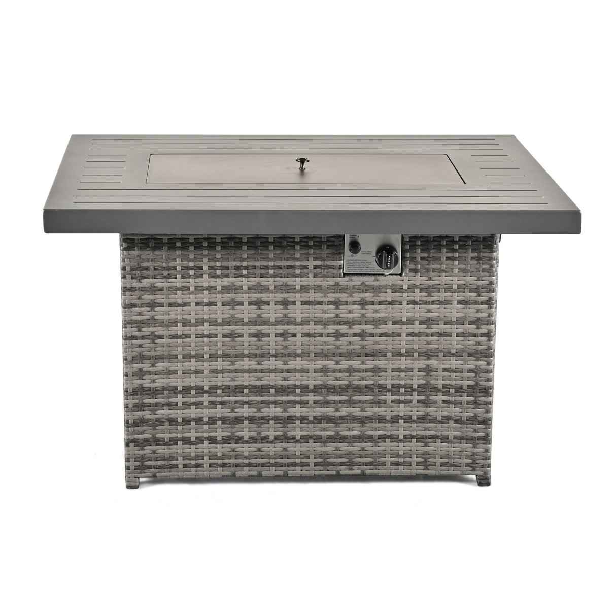 24/7 Shop at Home 43 Inch Rectangular Outdoor Patio 55,000 BTU Rattan Firepit Table with Glass Wind Guard