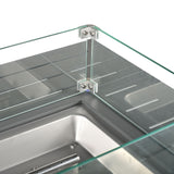 24/7 Shop at Home 43 Inch Rectangular Outdoor Patio 55,000 BTU Rattan Firepit Table with Glass Wind Guard