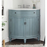 24" Benton Collection Thomasville Blue Corner Bathroom Sink Vanity